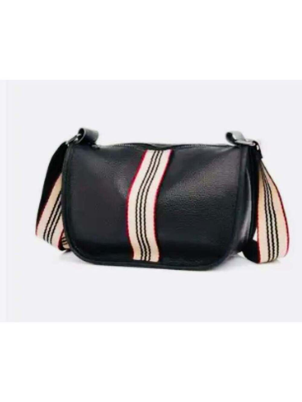 New -Sporty -Genuine Top Grain Leather Crossbody/Shoulder Mini Boston Bag -Black